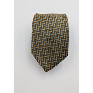 Vintage Men's Tie Brent Gold Blue Print